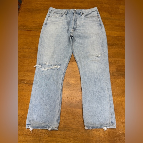 Agolde Distressed Riley Crop Jean 31 100% Cotton No Stretch - Picture 2 of 9